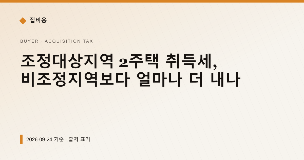 조정대상지역 2주택 취득세, 비조정지역보다 얼마나 더 내나 — 취득세 안내 이미지