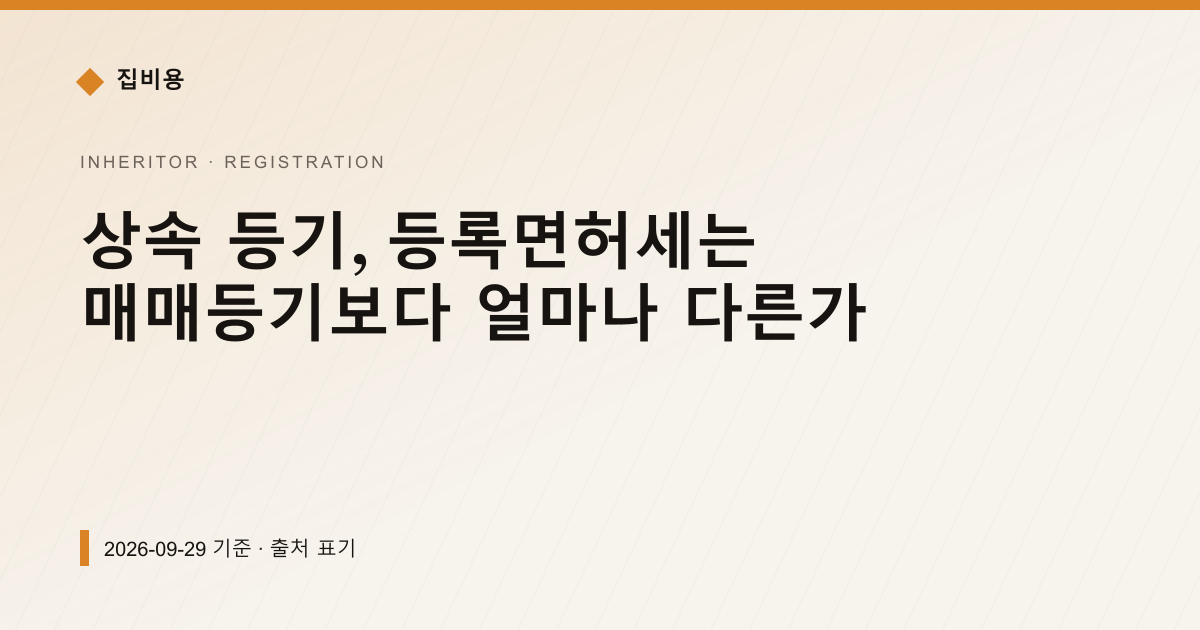 상속 등기, 등록면허세는 매매등기보다 얼마나 다른가 — 등기·법무비용 안내 이미지