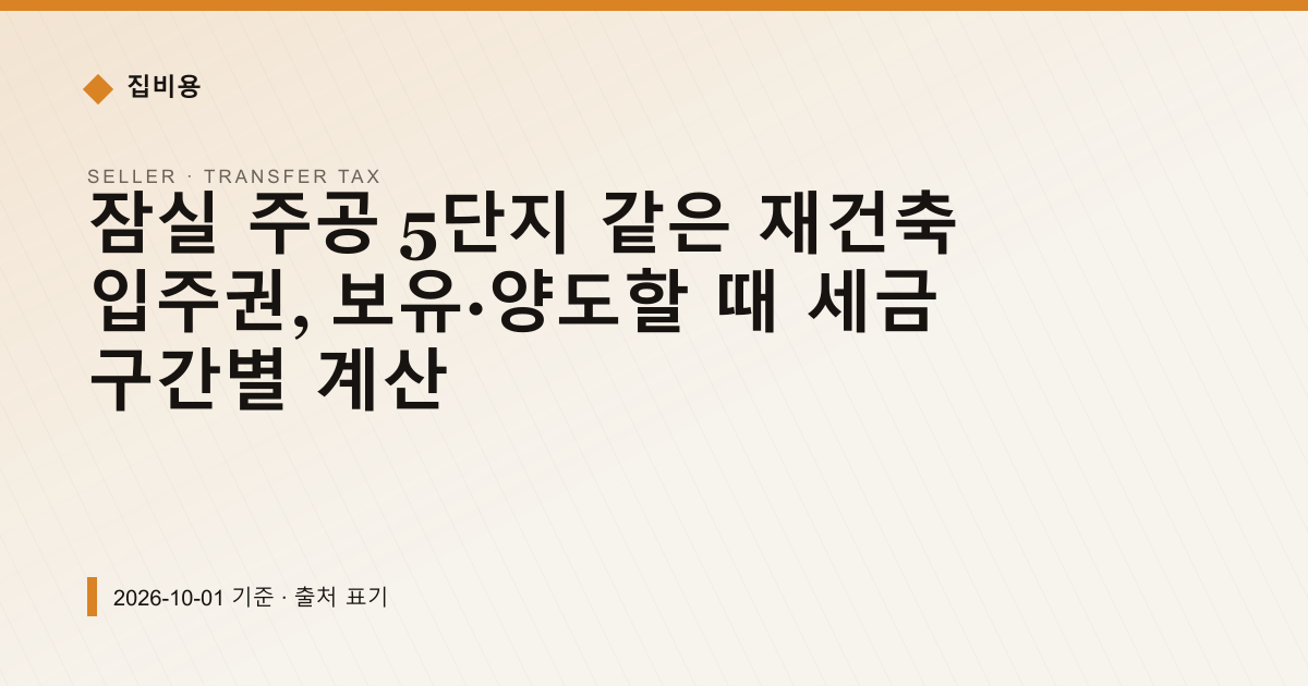 잠실 주공 5단지 같은 재건축 입주권, 보유·양도할 때 세금 구간별 계산 — 양도소득세 안내 이미지