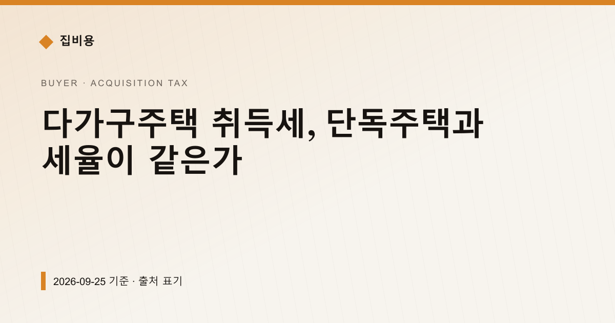 다가구주택 취득세, 단독주택과 세율이 같은가 — 취득세 안내 이미지