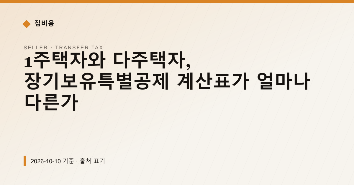 1주택자와 다주택자, 장기보유특별공제 계산표가 얼마나 다른가 — 양도소득세 안내 이미지