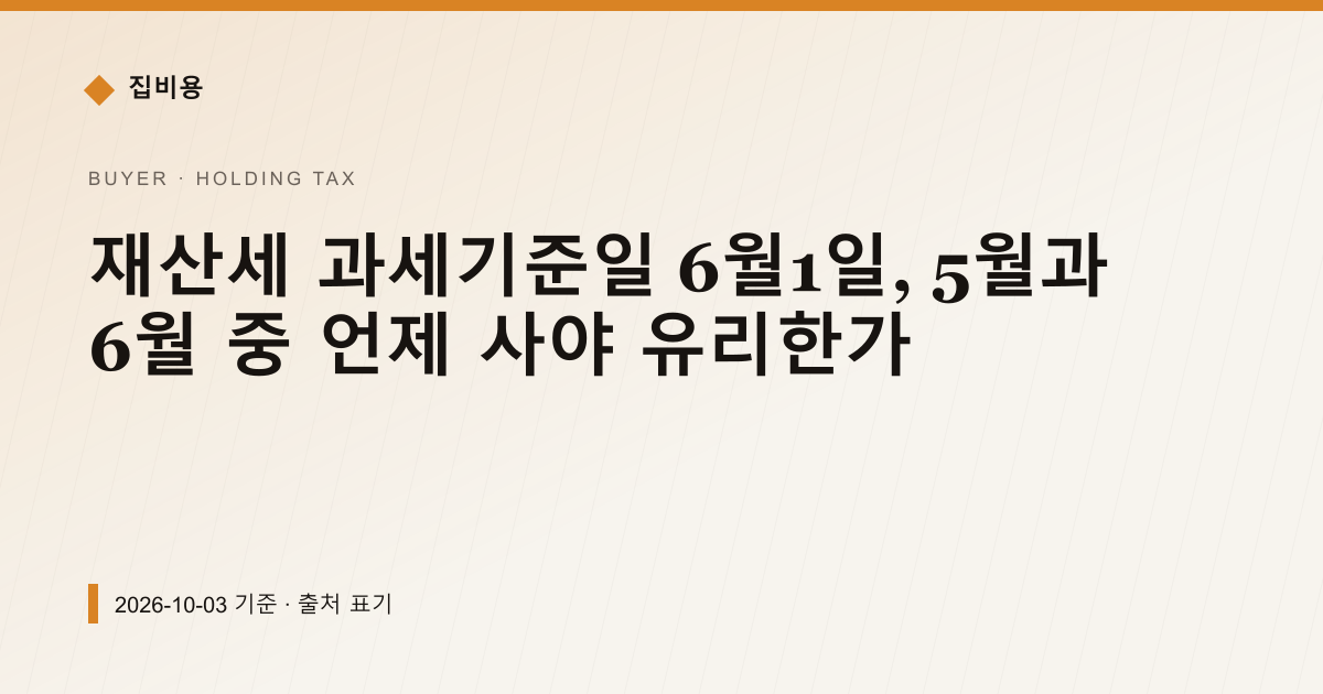 재산세 과세기준일 6월1일, 5월과 6월 중 언제 사야 유리한가 — 재산세·종부세 안내 이미지